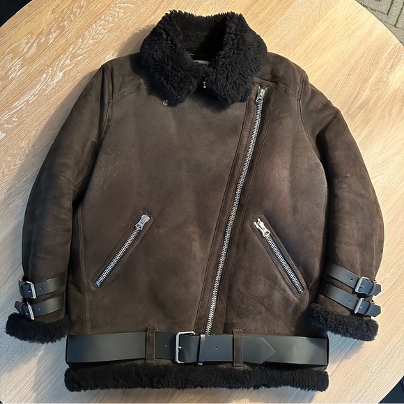 Acne Studios black shearling aviator jacket - Picture 4 of 14